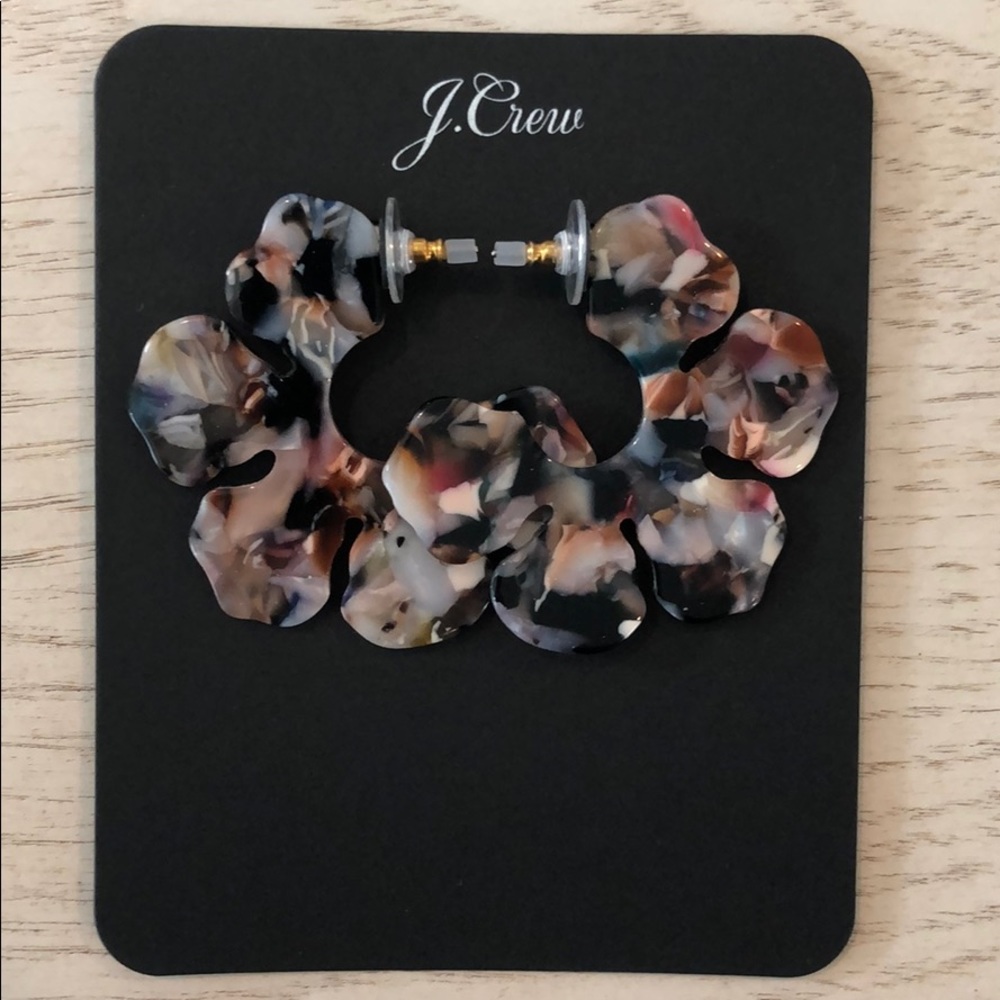 J Crew Acetate Flower Open Hoop Earrings